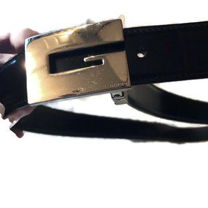 GUCCI ITALY "G  classic reversible black brown be…